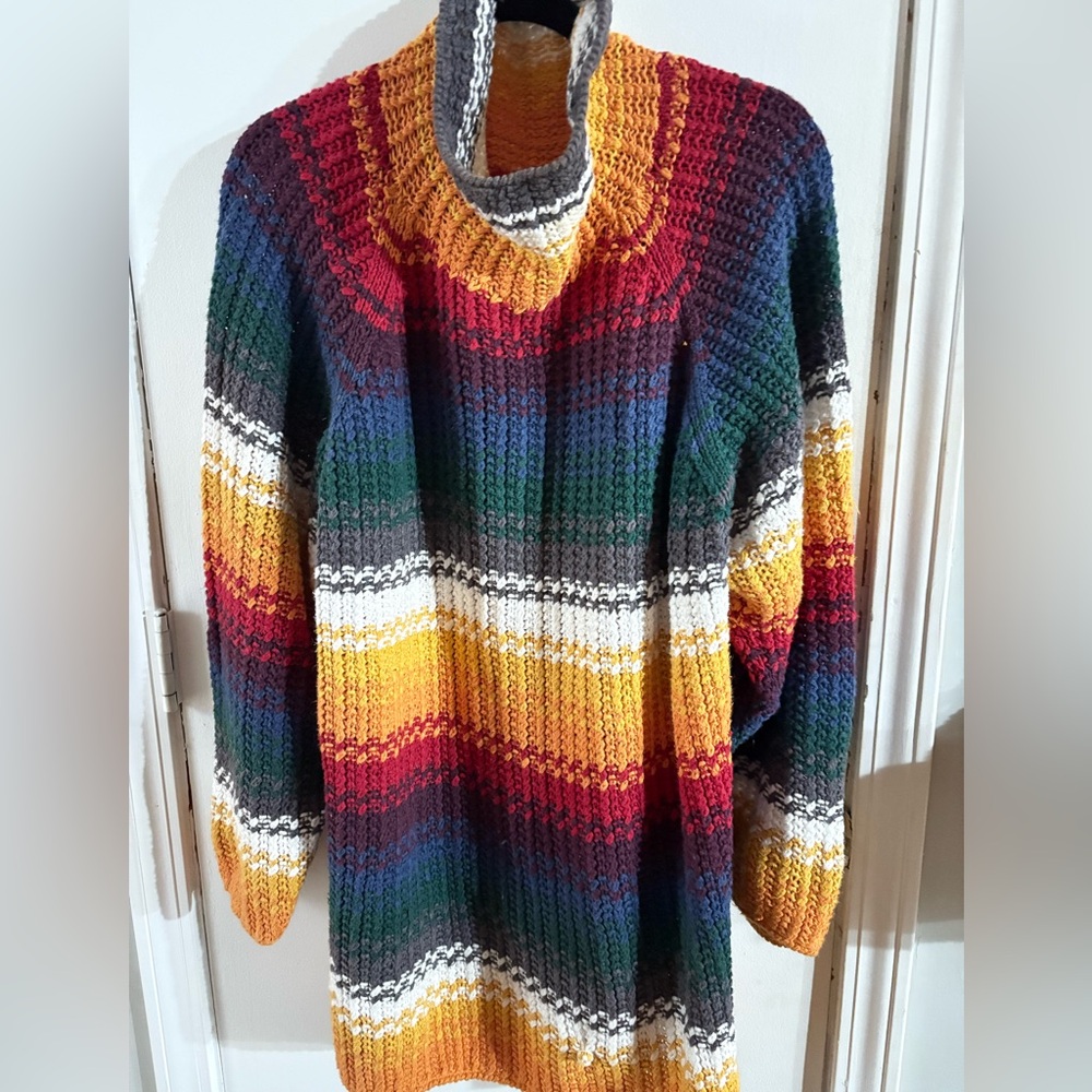 Express womens sweater/wool/ Rainbow 🌈   sweater/Handknit/#90sfashion#wool&warm